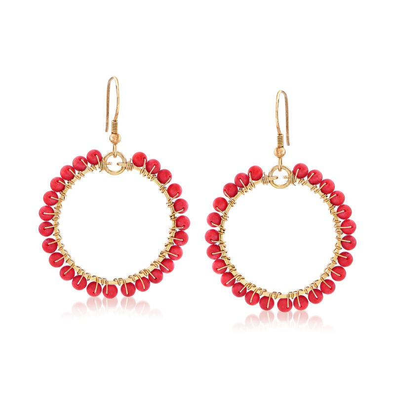 Coral Bead Circle Earrings in Vermeil image number 0