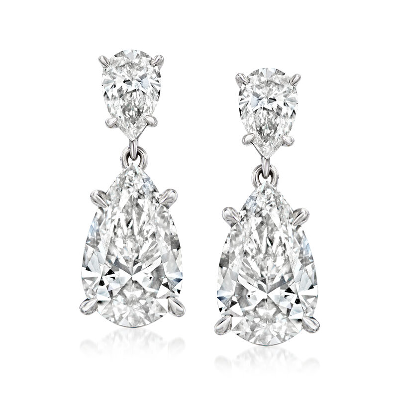 3.00 ct. t.w. Pear-Shaped Lab-Grown Diamond Drop Earrings in 14kt White Gold image number 0