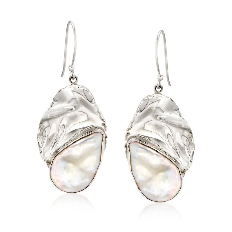 20-22x14-16mm Cultured Baroque Pearl and Sterling Silver Oval Drop Earrings image number 0