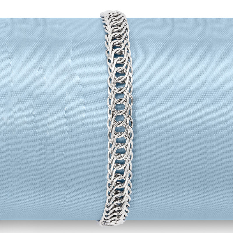 14kt White Gold Double-Oval Link Bracelet image number 3