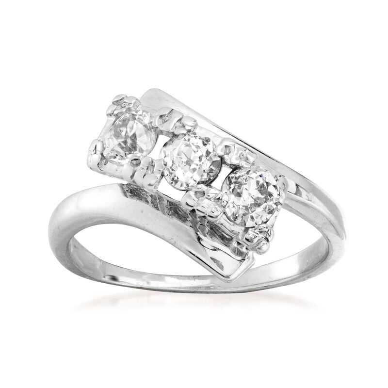 C. 1950 Vintage .55 ct. t.w. Diamond Diagonal Ring in 14kt White Gold image number 0