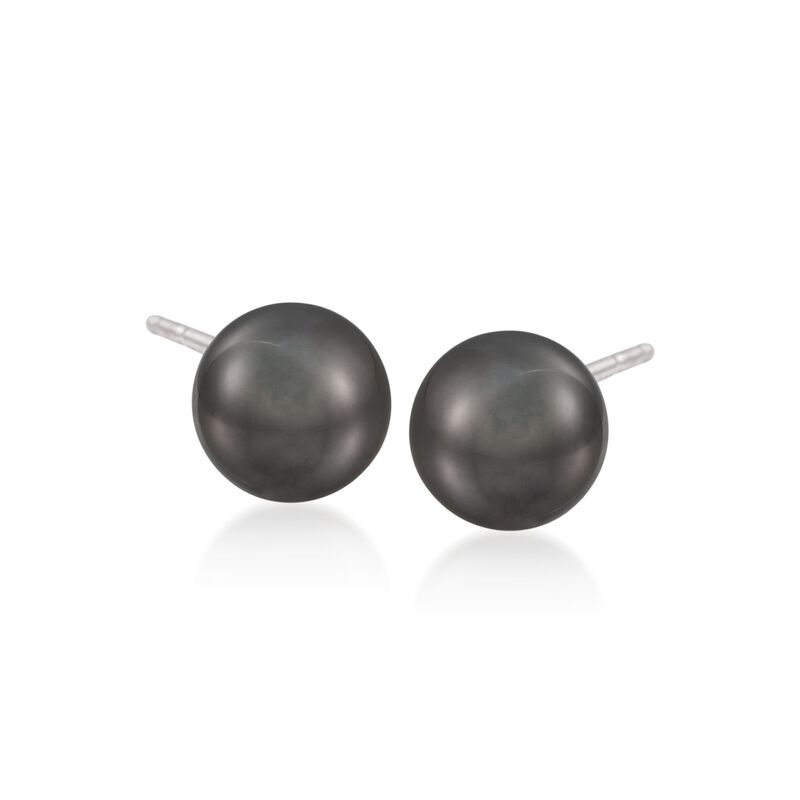 Mikimoto 9mm Black South Sea Pearl Stud Earrings in 18kt White Gold image number 0