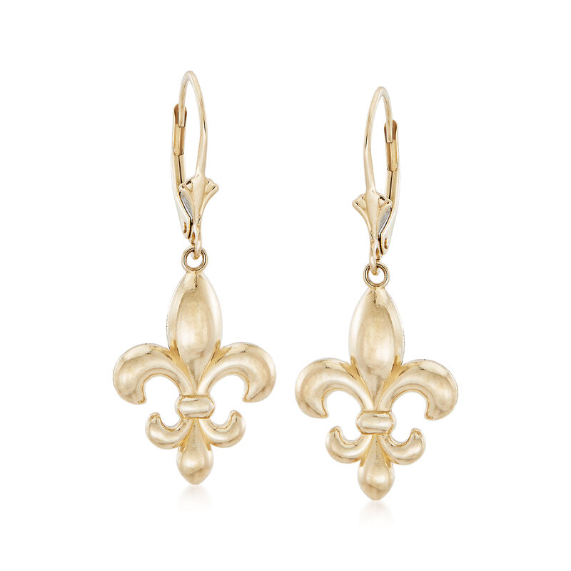 Italian 14kt Yellow Gold Fleur-De-Lis Drop Earrings image number 0