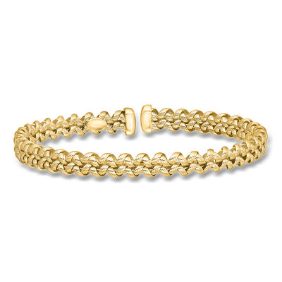 Italian 18kt Yellow Gold Twisted Cuff Bracelet