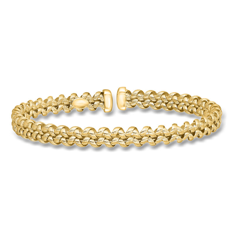 Italian 18kt Yellow Gold Twisted Cuff Bracelet. 7" image number 0