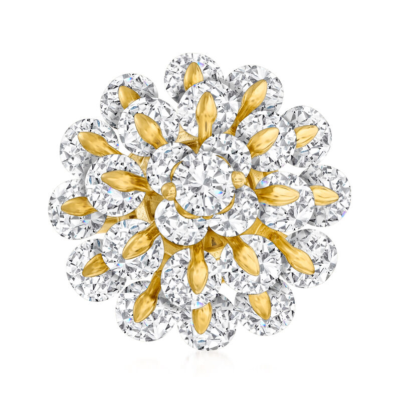 8.20 ct. t.w. CZ Flower Ring in 18kt Gold Over Sterling image number 0