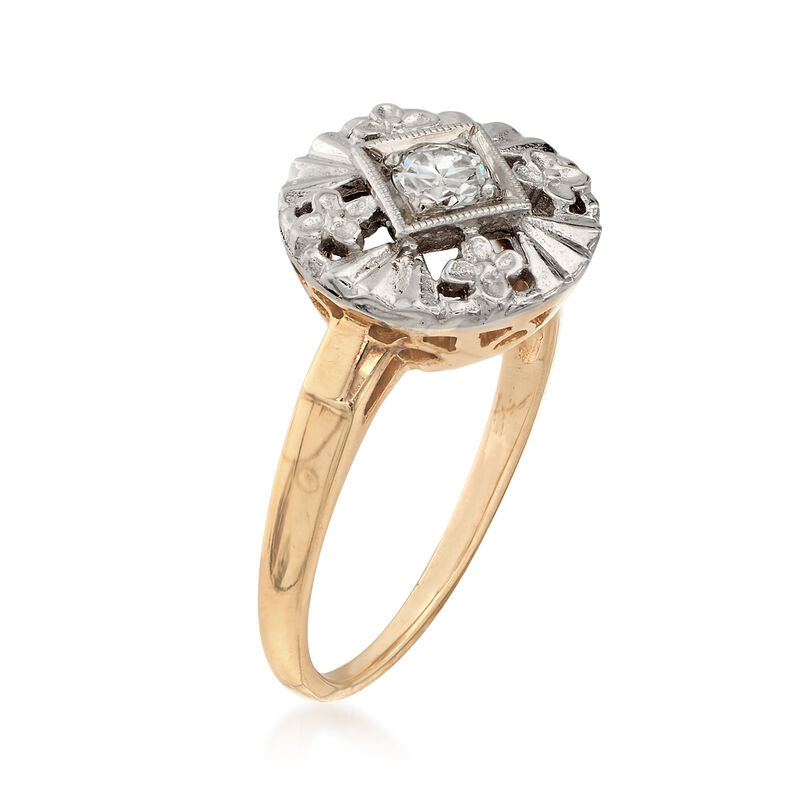 C. 1950 Vintage .20 ct. t.w. Diamond Floral Ring in 14kt Two-Tone Gold image number 2