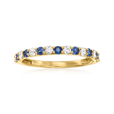 .30 ct. t.w. Sapphire and .24 ct. t.w. Diamond Ring in 14kt Yellow Gold