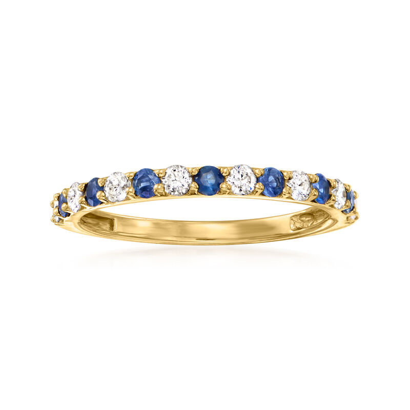 .30 ct. t.w. Sapphire and .24 ct. t.w. Diamond Ring in 14kt Yellow Gold image number 0