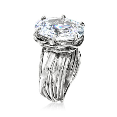 8.50 Carat Oval CZ Ring in Sterling Silver