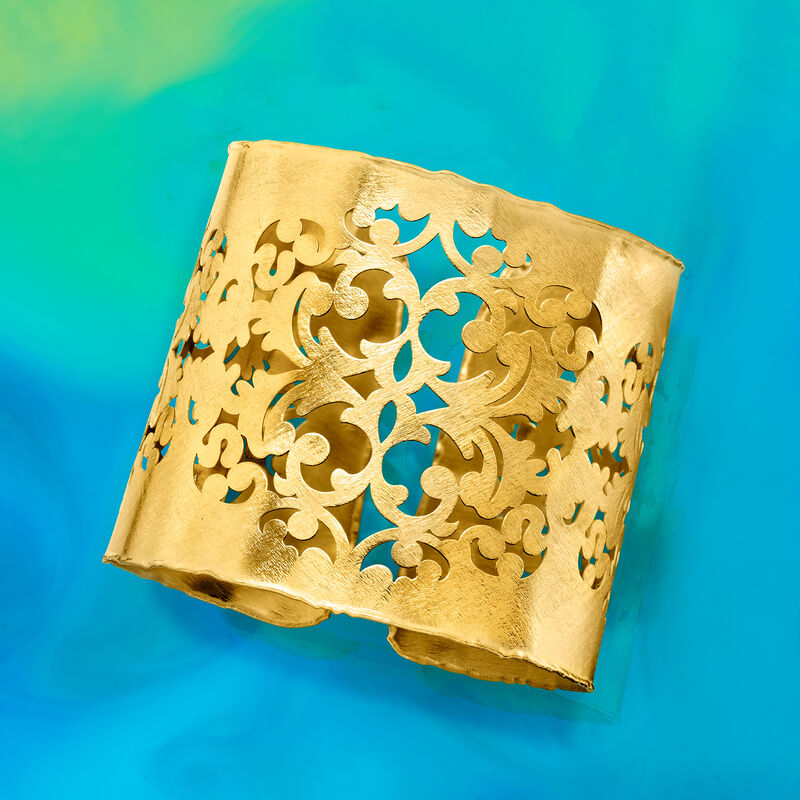 Italian 18kt Gold Over Sterling Floral Cuff Bracelet image number 2