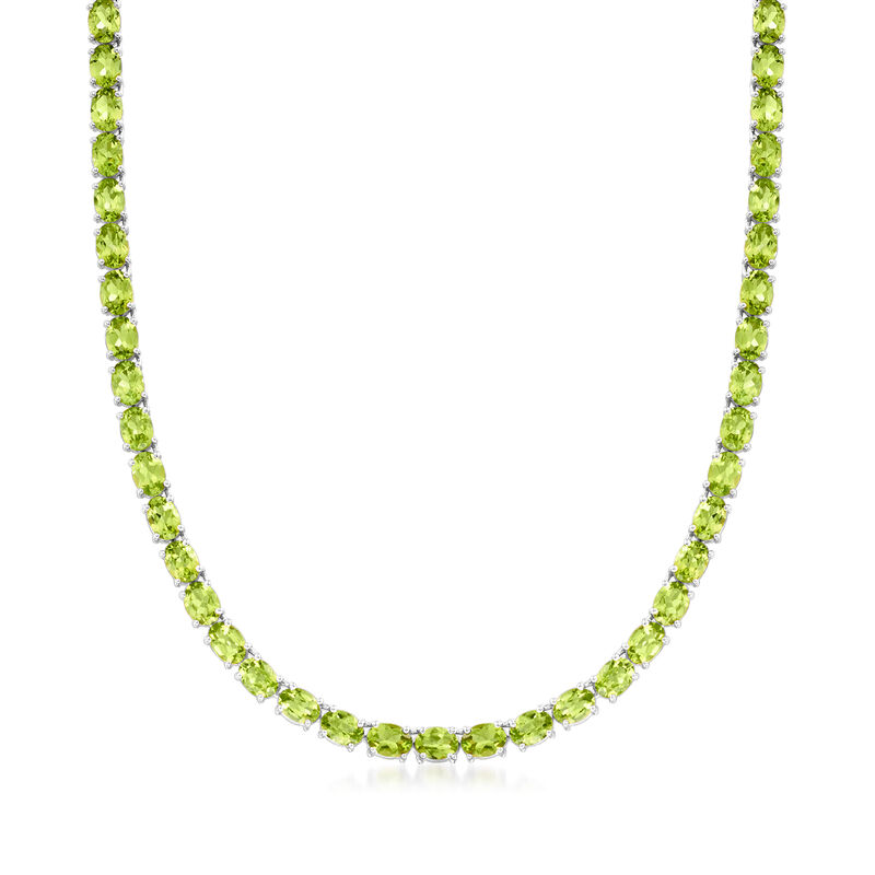 40.00 ct. t.w. Peridot Tennis Necklace in Sterling Silver image number 0