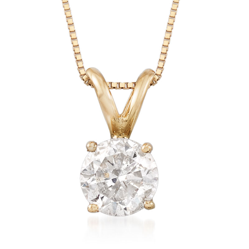 1.00 Carat Diamond Solitaire Necklace in 14kt Yellow Gold image number 0