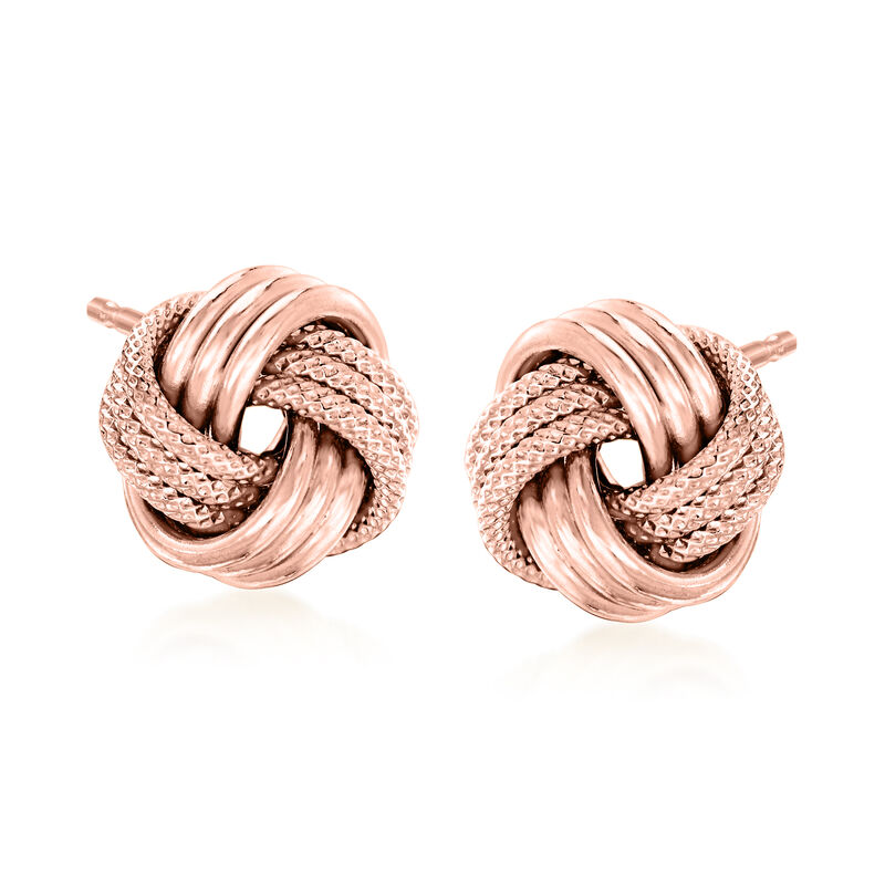 Italian 18kt Rose Gold Over Sterling Love Knot Earrings  image number 0