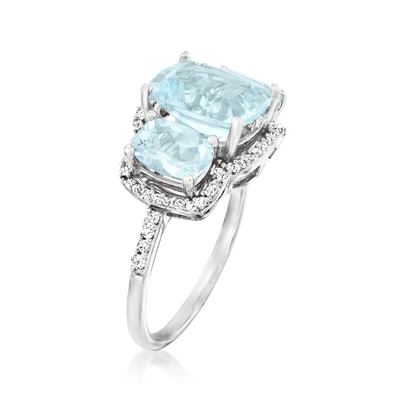 4.20 ct. t.w. Aquamarine and .25 ct. t.w. Diamond Ring in 14kt White Gold image number 2