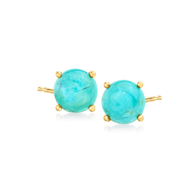 Turquoise Stud Earrings in 18kt Gold Over Sterling  image number 0