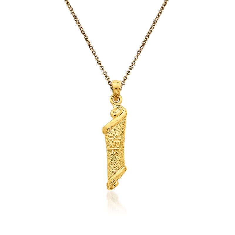 14kt Yellow Gold Torah Pendant Necklace image number 0