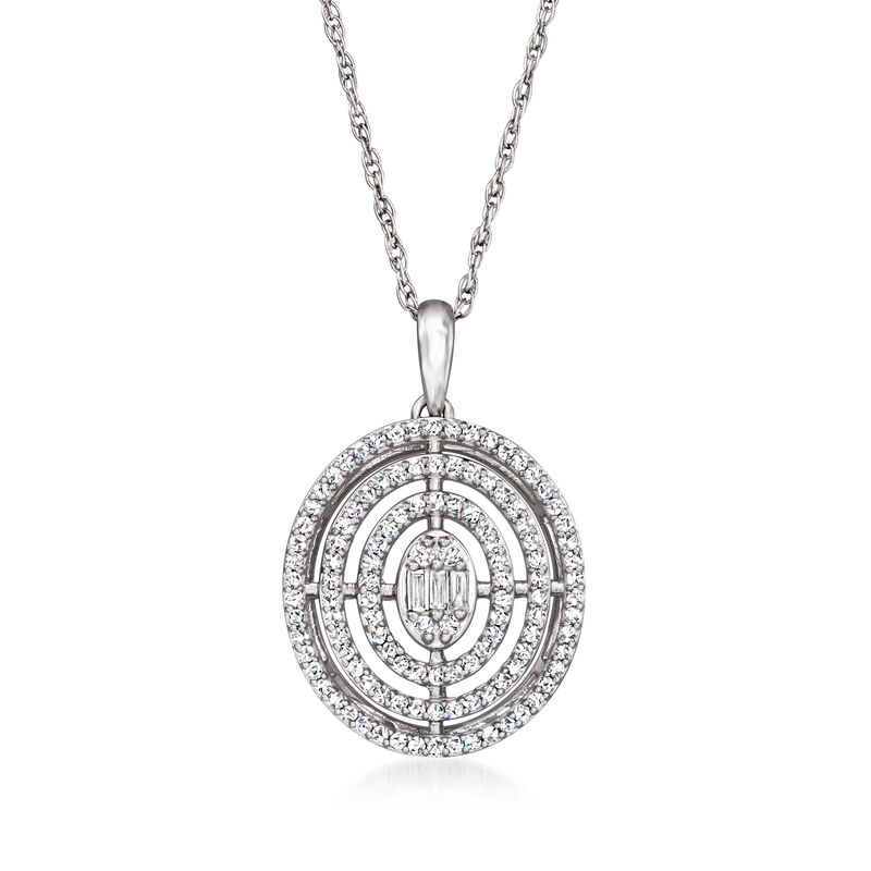 .40 ct. t.w. Diamond Oval Cluster Pendant Necklace in Sterling Silver. 18&quot; image number 0