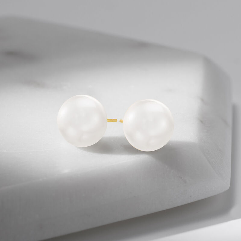 10-11mm Cultured Pearl Stud Earrings in 14kt Yellow Gold image number 3