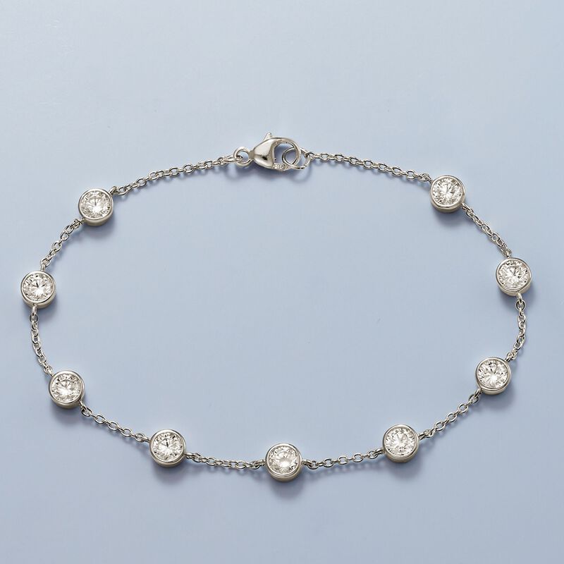2.20 ct. t.w. Bezel-Set CZ Station Bracelet in Sterling Silver image number 2