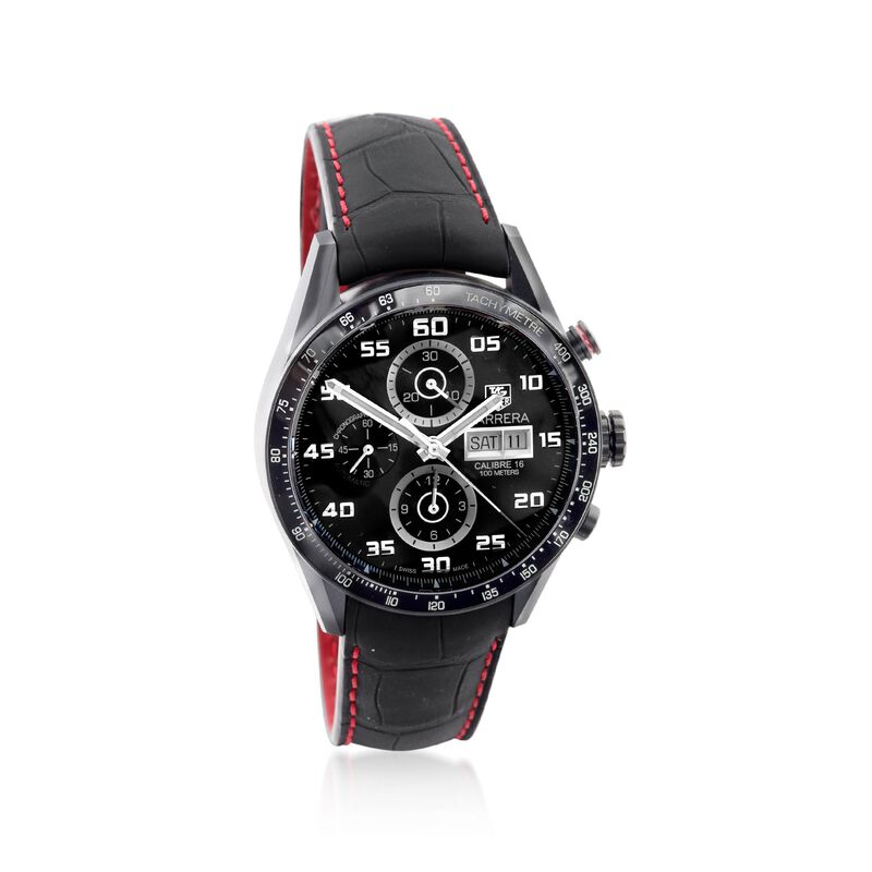 TAG Heuer Carrera Men's 43mm Chrono Day-Date Black Titanium Over Stainless Steel Watch image number 0