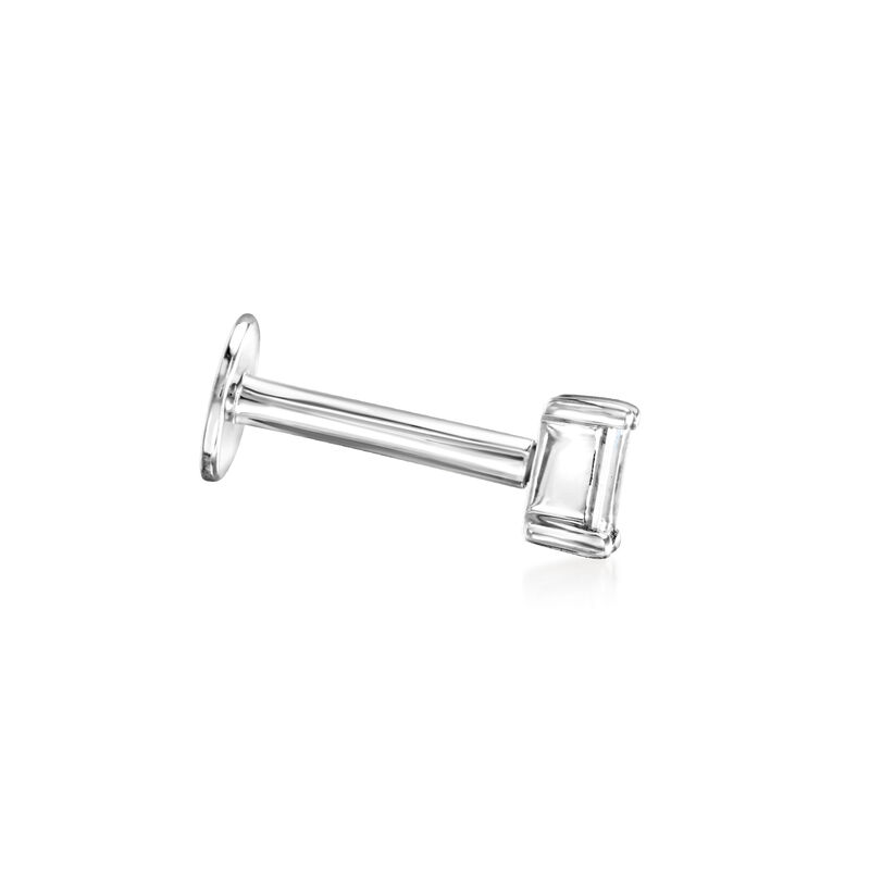 Baguette Lab-Grown Diamond Flat-Back Stud Earrings in 14kt White Gold image number 3