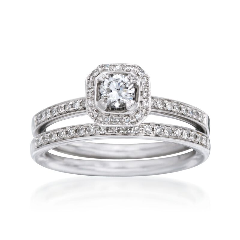 .45 ct. t.w. Diamond Bridal Set: Engagement and Wedding Rings in 14kt White Gold image number 0