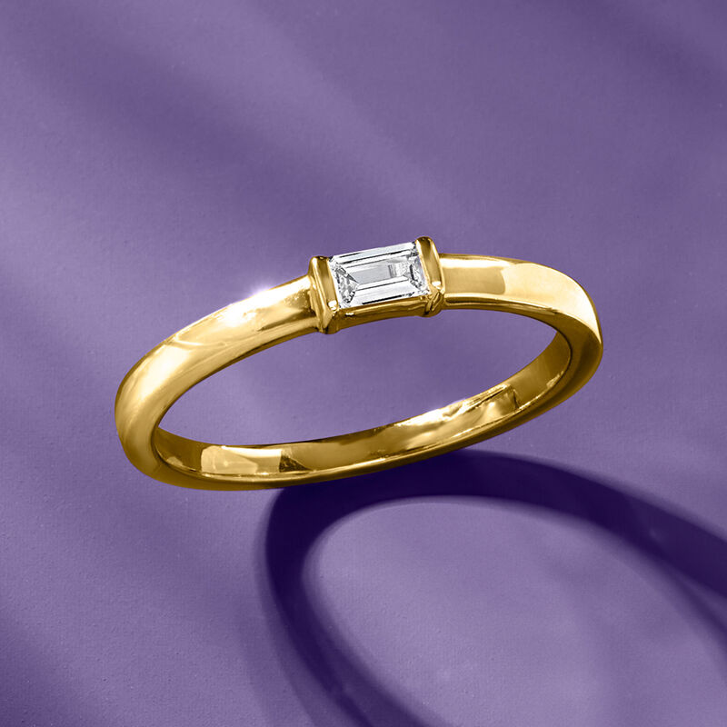 .15 Carat Baguette Lab-Grown Diamond Ring in 14kt Yellow Gold image number 3