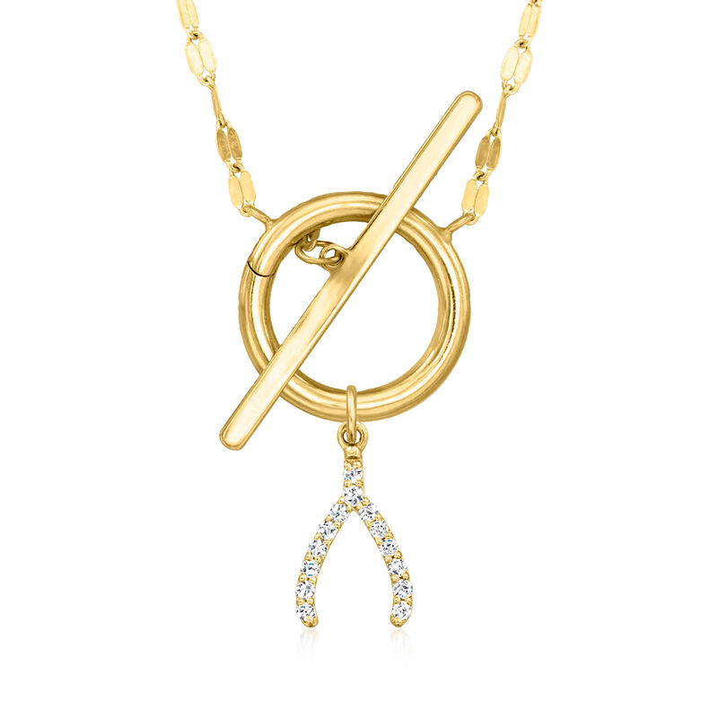 Diamond Wishbone Charm in 14kt Yellow Gold  image number 2
