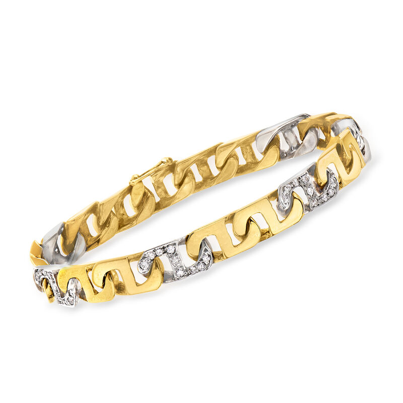 C. 1990 Vintage .75 ct. t.w. Diamond Link Bracelet in 14kt Two-Tone Gold image number 0