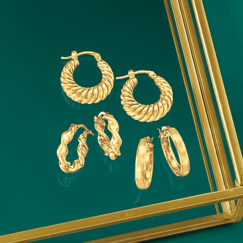 Italian 18kt Gold Over Sterling Jewelry Set: Three Pairs of Hoop Earrings image number 8