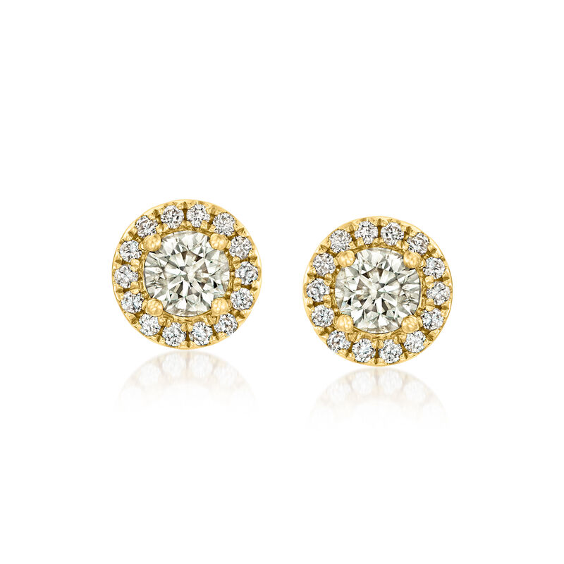 C. 1990 Vintage 1.36 ct. t.w. Diamond Cluster Earrings in 18kt Yellow Gold  image number 0