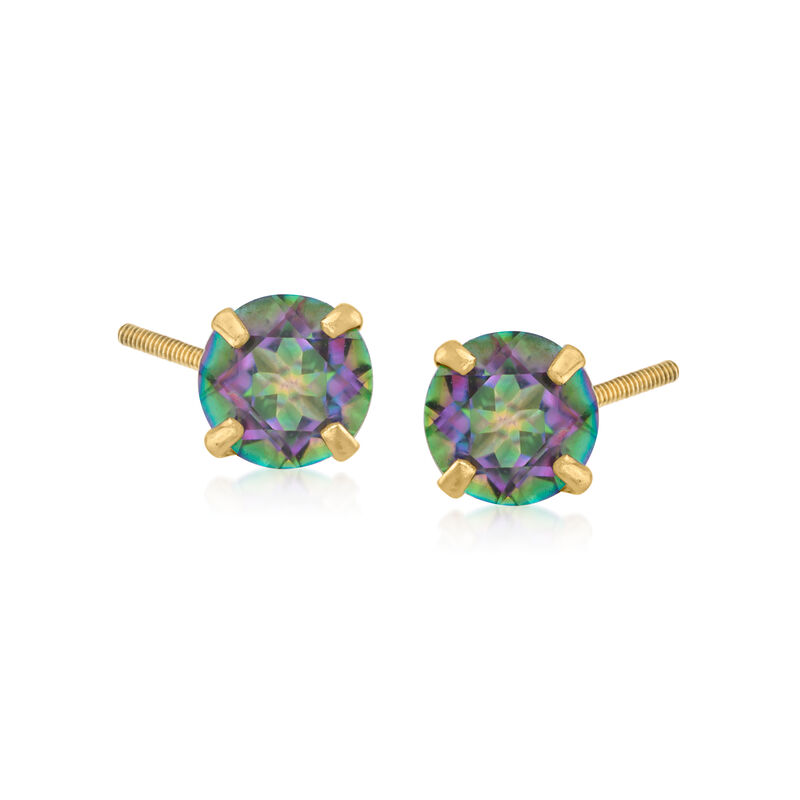 Multicolored Topaz (June) - Child's .60 ct. t.w. Stud Earrings in 14kt Yellow Gold image number 0