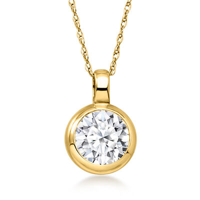 1.00 Carat Bezel-Set Lab-Grown Diamond Solitaire Necklace in 10kt Yellow Gold