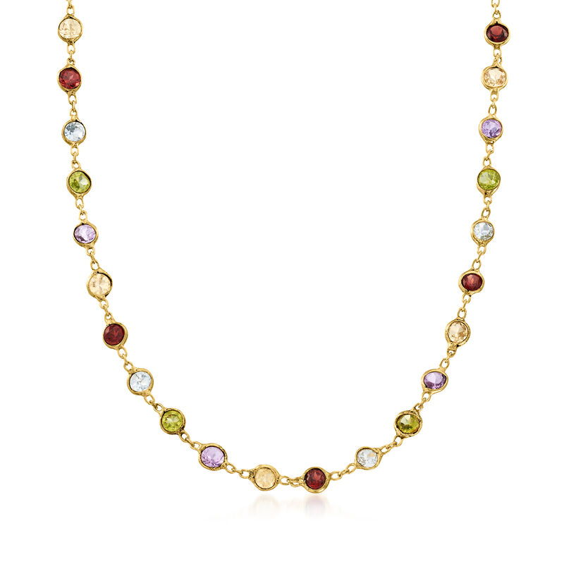 8.85 ct. t.w. Bezel-Set Multi-Gemstone Necklace in 18kt Gold Over Sterling image number 0