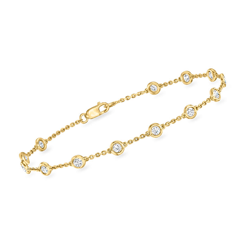 1.00 ct. t.w. Bezel-Set Diamond Station Bracelet in 14kt Yellow Gold image number 0