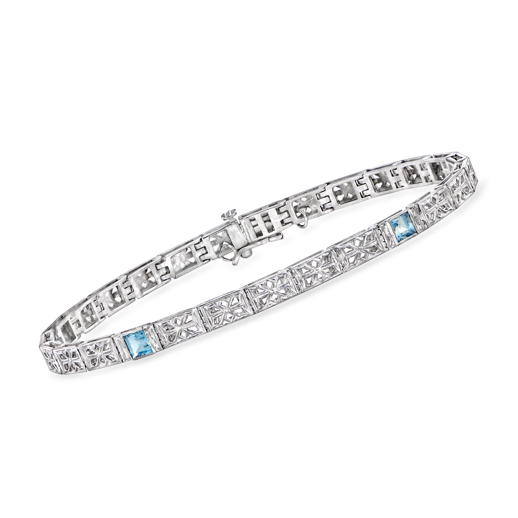 C. 1950 Vintage .50 ct. t.w. Sky Blue Topaz Bracelet in 18kt White