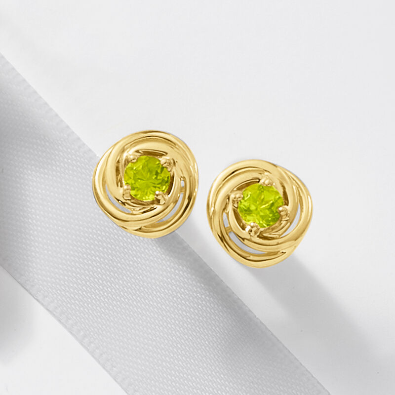 1.00 ct. t.w. Peridot Love Knot Earrings in 18kt Gold Over Sterling Silver image number 2