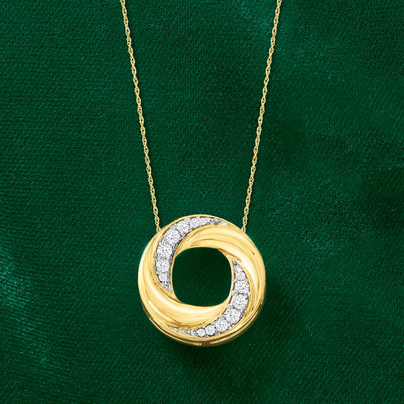 .50 ct. t.w. Diamond Twisted Circle Necklace in 14kt Yellow Gold. 18&quot; image number 4