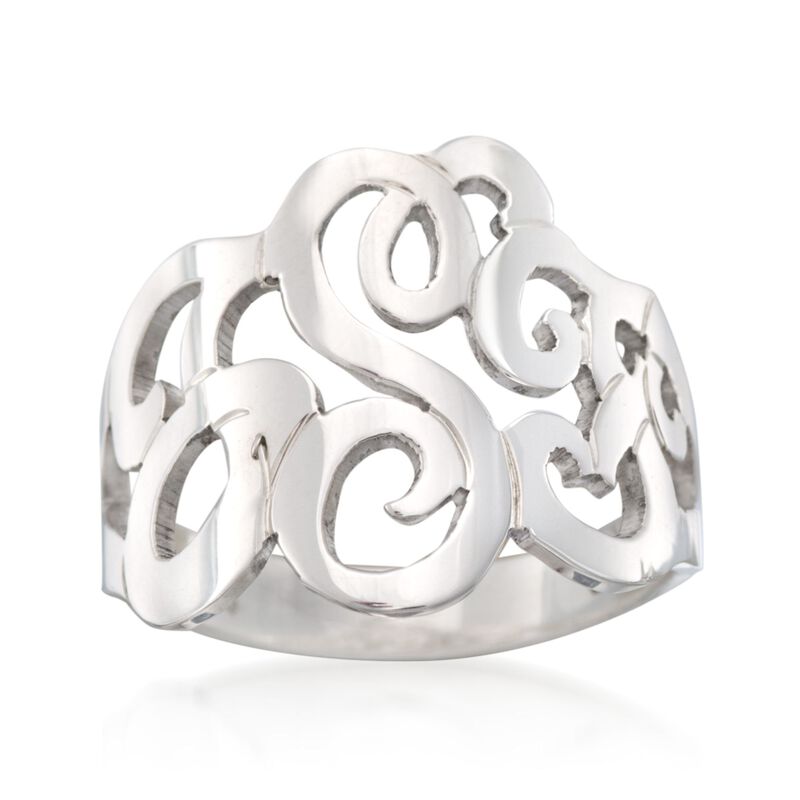 Sterling Silver Personalized Monogram Ring image number 0