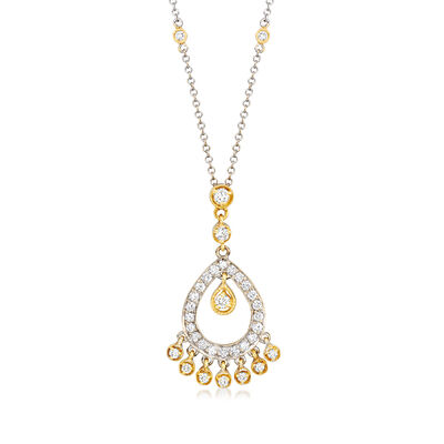C. 1990 Vintage .45 ct. t.w. Diamond Chandelier Pendant Necklace in 18kt Two-Tone Gold