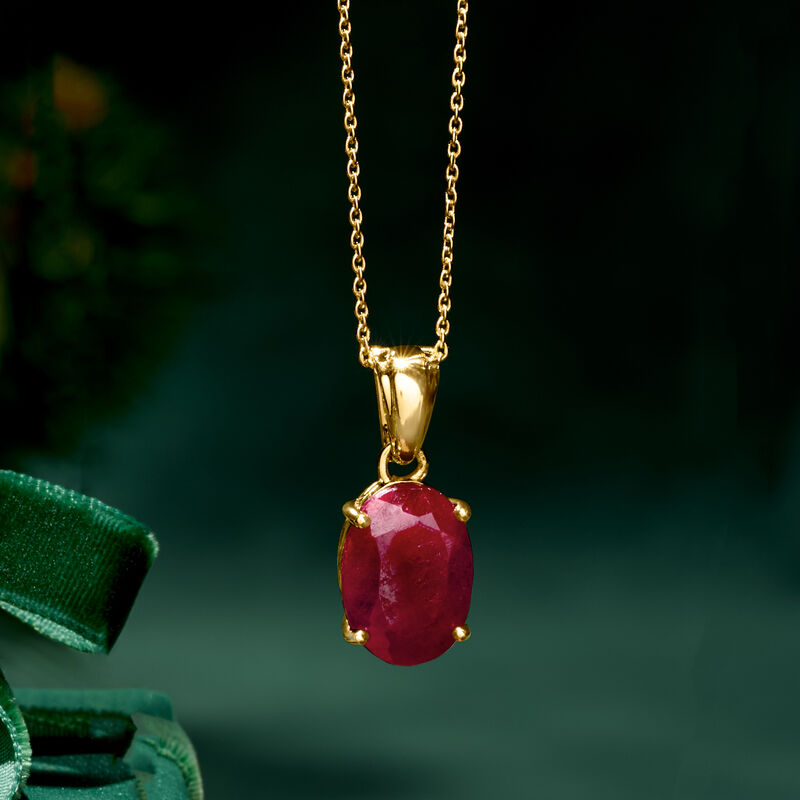5.50 Carat Ruby Pendant Necklace in 18kt Gold Over Sterling. 18&quot; image number 3