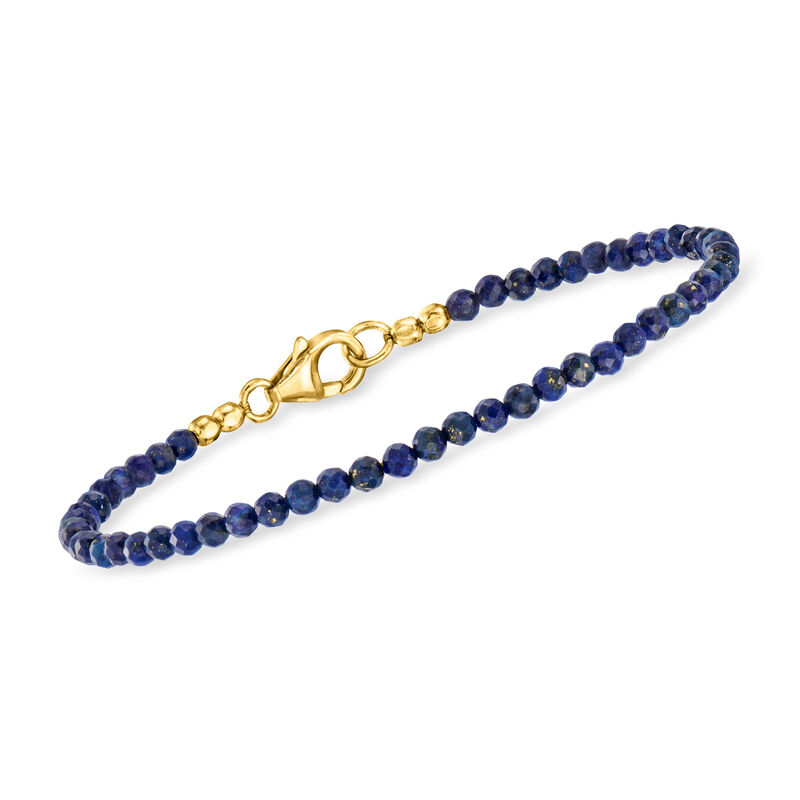 3-3.5mm Lapis Bead Bracelet in 18kt Gold Over Sterling image number 0