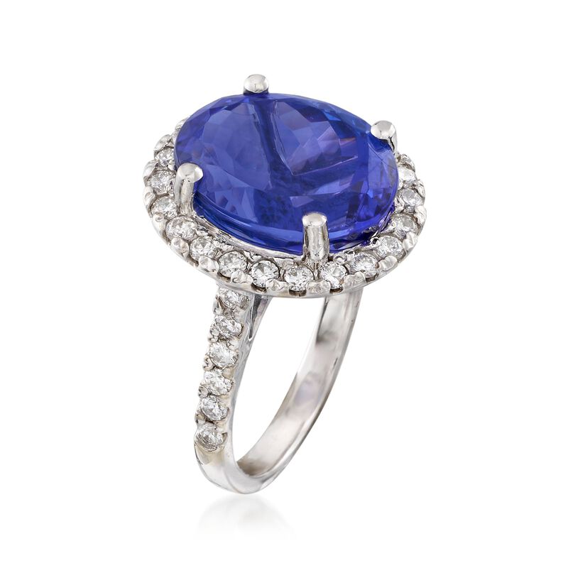 11.00 Carat Tanzanite and .95 ct. t.w. Diamond Ring in 14kt White Gold image number 2