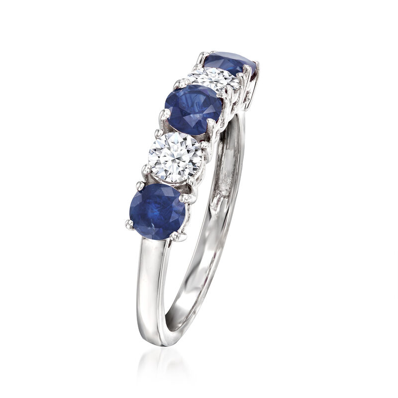 .80 ct. t.w. Sapphire and .50 ct. t.w. Lab-Grown Diamond Ring in 14kt White Gold image number 2