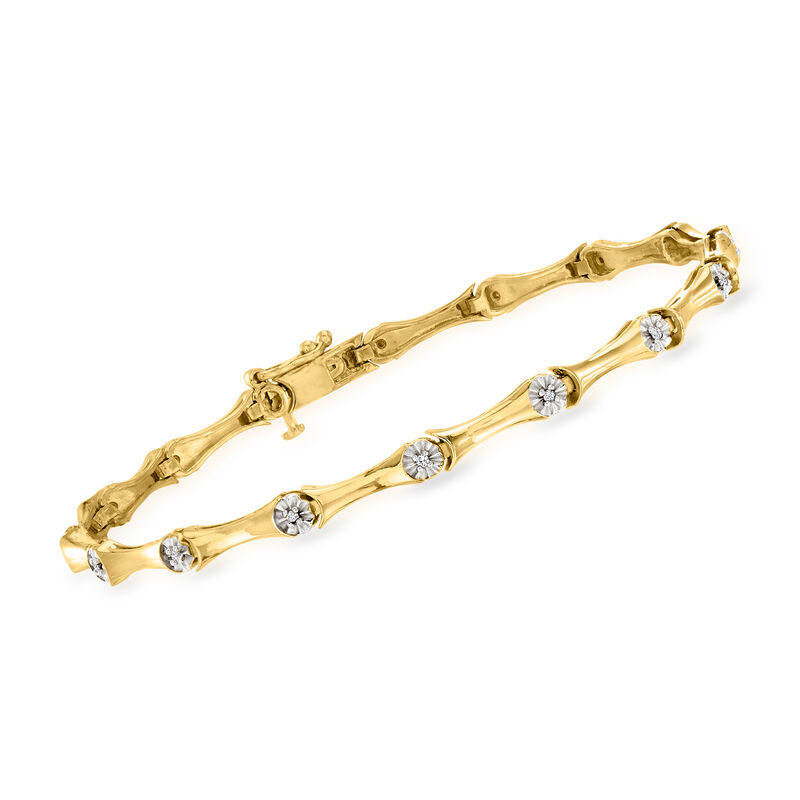 .10 ct. t.w. Diamond Station Bracelet in 18kt Gold Over Sterling image number 0
