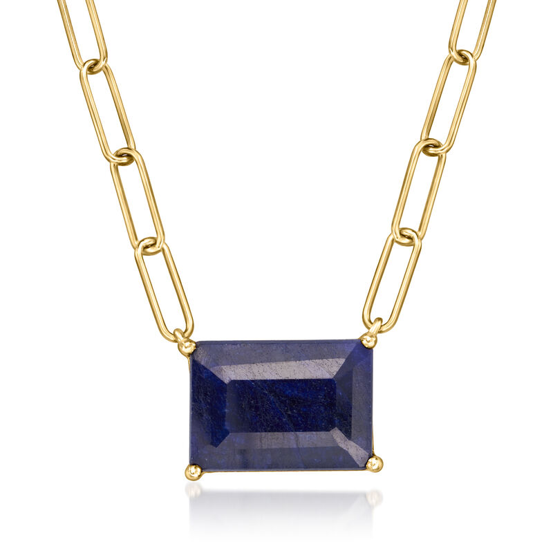 9.00 Carat Sapphire Paper Clip Link Necklace in 18kt Gold Over Sterling. 18&quot; image number 1