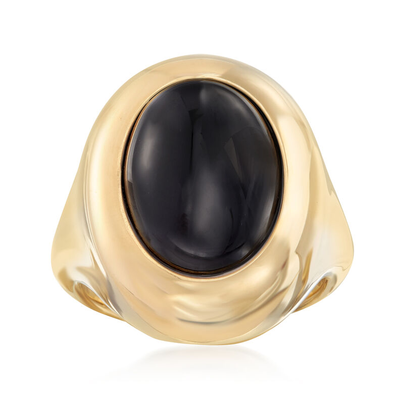 Andiamo Black Onyx and 14kt Yellow Gold Over Resin Ring image number 0