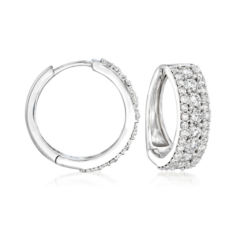 2.00 ct. t.w. Diamond Hoop Earrings in 14kt White Gold image number 0