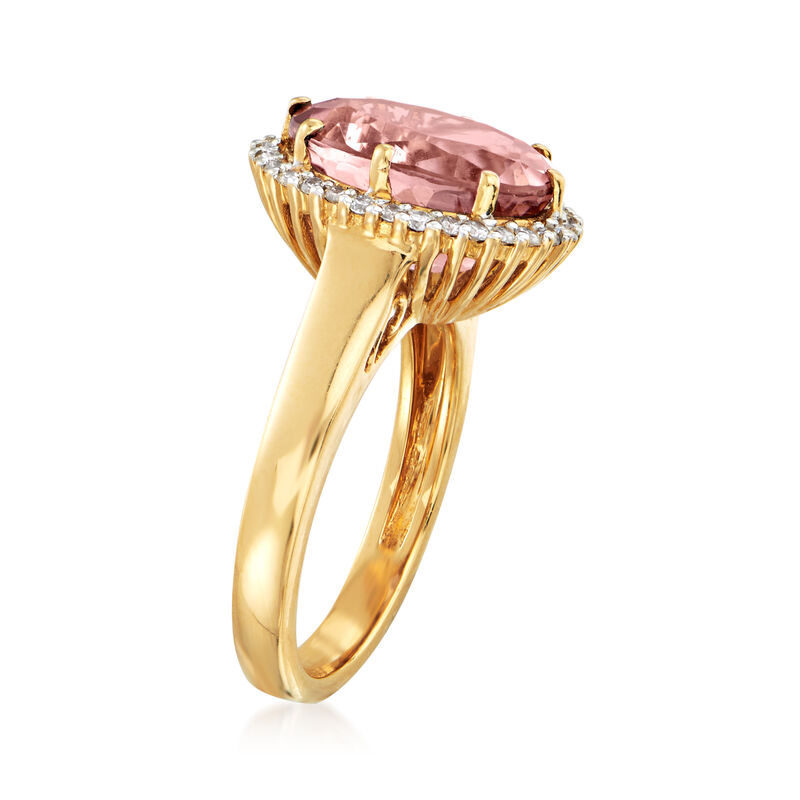 6.00 Carat Pink Tourmaline and .30 ct. t.w. Diamond Halo Ring in 18kt Yellow Gold image number 2